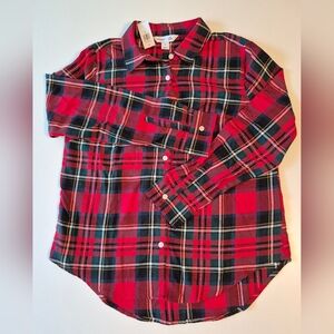 NWT Women's Red Plaid Old Navy The Classic Shirt Size Medium